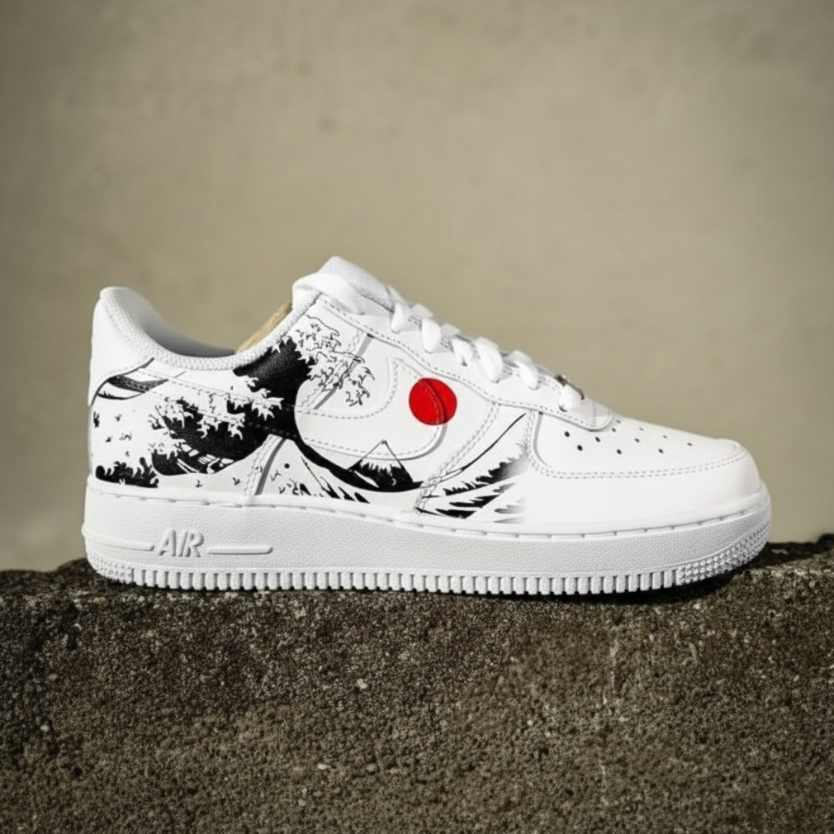 Custom Dragon Nike Air Force 1 right shoe with detailed Japanese dragon art and premium hand-painted finish